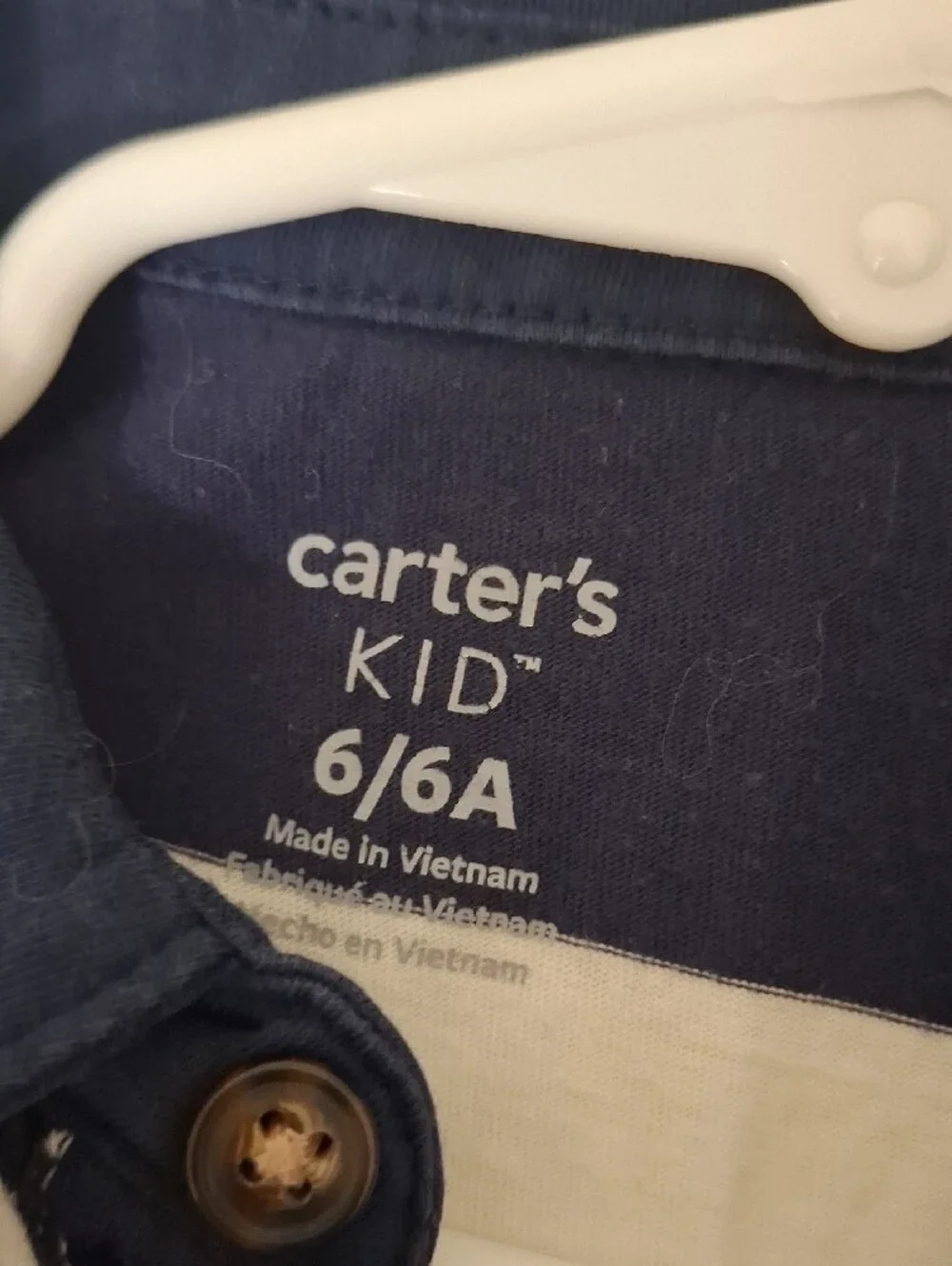 Carter's Navy, White & Yellow Striped Polo